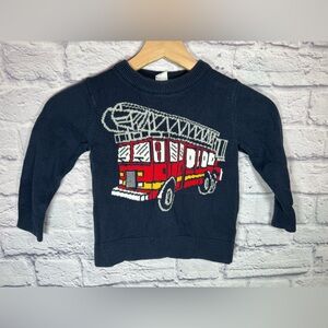 Toddler Gap Firetruck Sweater Navy Blue with red truck toddler size 2T